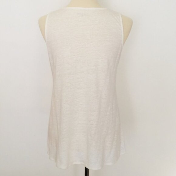 Eileen Fisher Ivory V-Neck Linen Tunic with Tucks - Picture 5 of 6
